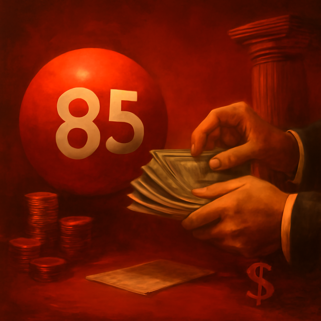 An illustration outlining key user experience aspects for 85 Lottery.