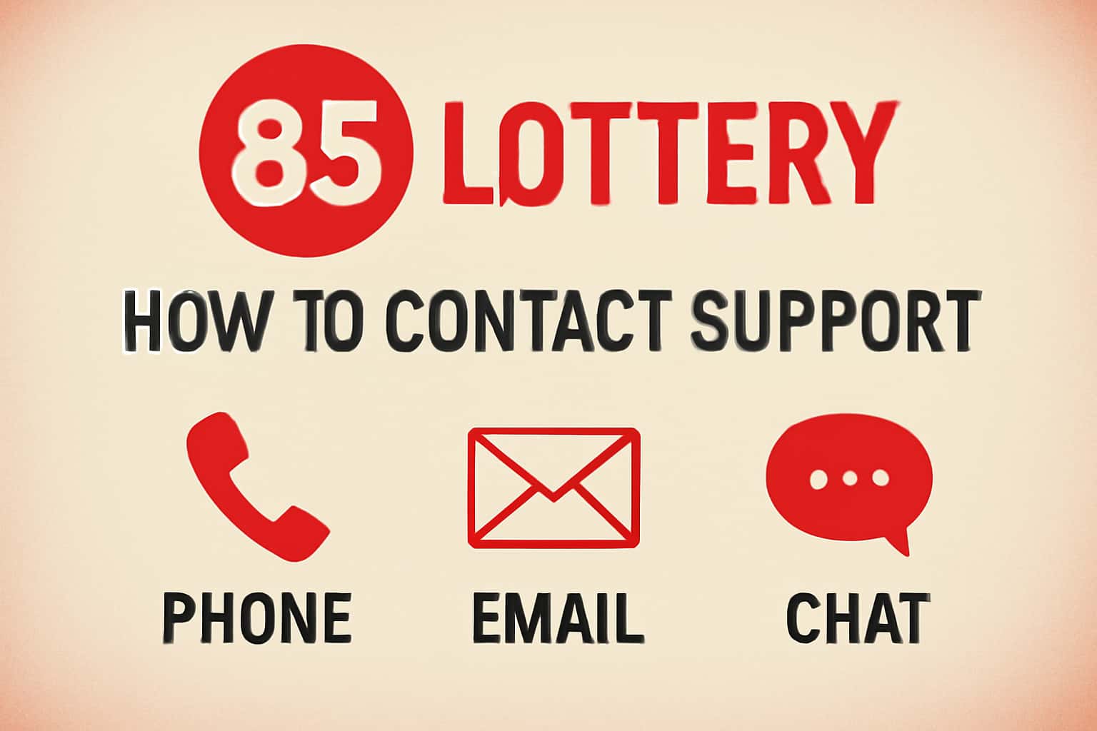Informative visual representation of How to Contact 85 Lottery Support.