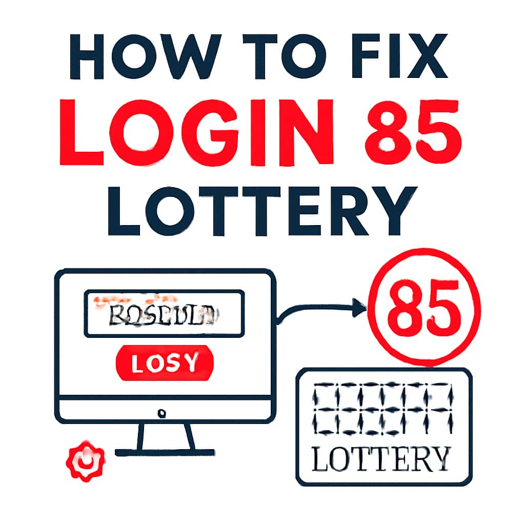 An educational diagram illustrating steps to fix login issues for 85 Lottery.