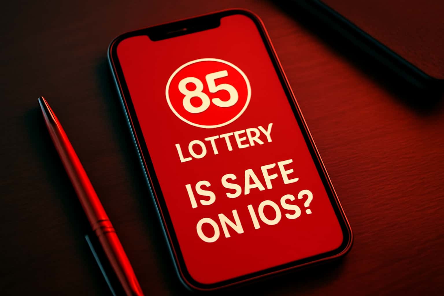 Informational graphic about the safety of 85 Lottery on iOS devices.