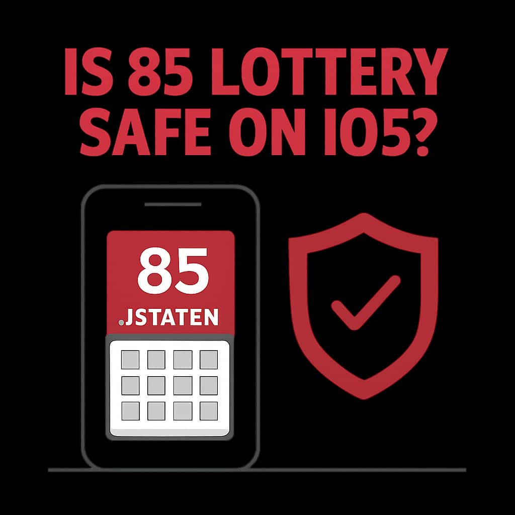 Illustration detailing the safety measures of 85 Lottery on iOS.