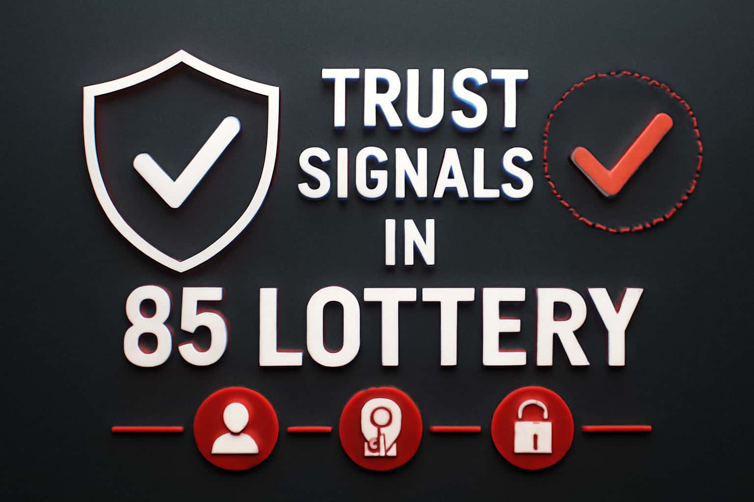 An informational scene depicting elements that symbolize trust and security in the 85 Lottery platform.