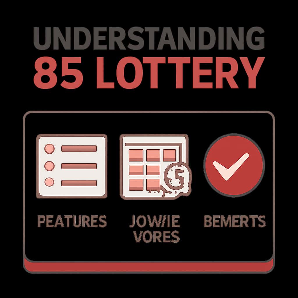 An educational diagram detailing various features of the 85 Lottery platform.